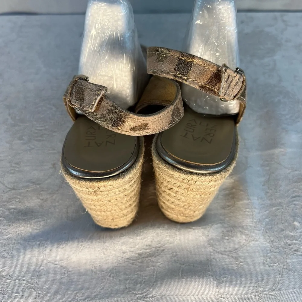 Naturalizer Pearl Shoes Leather Espadrilles Adjustable Sling Back 3” Wedge 8 M
